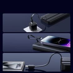 Joyroom Powerbank 10000mAh z vgrajenimi kabli USB-C iPhone Lightning - črn