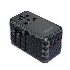 Choetech Potovalni polnilnik EU / US / AUS / UK 2x USB-C 2x USB-A 100 W – črn