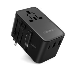 Choetech Potovalni polnilnik 35 W EU / US / AUS / UK z vgrajenim kablom USB-C – črn