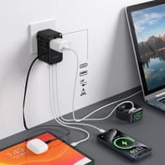Choetech Potovalni polnilnik 45 W EU / US / AUS / UK z vgrajenim kablom USB-C – črn