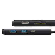 BASEUS Lite Series večnamenski HUB USB-C 2 x USB 3.0 USB-C HDMI 1.4 SD-TF črn