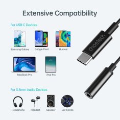 Choetech USB-C na 3,5 mm avdio adapter 11 cm, črn