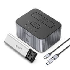 Orico IT28E-C dokovalna postaja s funkcijo kloniranja na 2 diska M.2 NVME 2,5'' / 3,5 HDD / 2,5'' SSD – siva