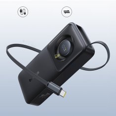 BASEUS Powerbank 10000mAh 30W z USB-C portom in raztegljivim USB-C kablom Free2Pull - črn