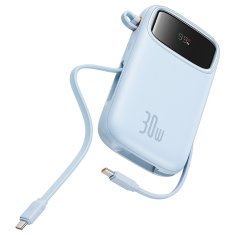 BASEUS Power bank 10000mAh QPow 2 30W z vgrajenimi kabli USB-C - modra