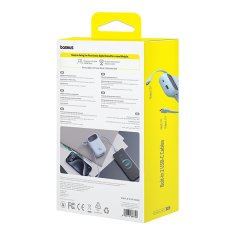 BASEUS Power bank 10000mAh QPow 2 30W z vgrajenimi kabli USB-C - modra