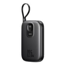 Joyroom Powerbank 10000mAh z vgrajenim kablom 22,5 iPhone Lightning USB-C 0,25 cm - črn
