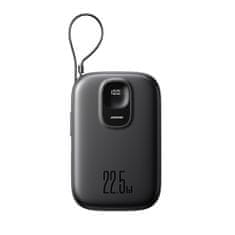 Joyroom Powerbank 10000mAh z vgrajenim kablom 22,5 iPhone Lightning USB-C 0,25 cm - črn