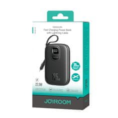 Joyroom Powerbank 10000mAh z vgrajenim kablom 22,5 iPhone Lightning USB-C 0,25 cm - črn
