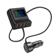 AceFast Avtomobilski polnilnik 138 W polnilna postaja 6 USB VTIČNIC črn