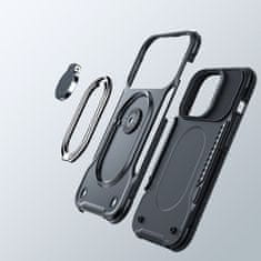 Joyroom Etui za iPhone 14, oklepni ovitek s stojalom in obročnim držalom, črn