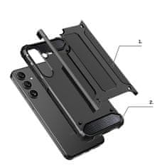 HURTEL Ojačena armirana torbica za Samsung Galaxy S24+ Hybrid Armor, črna