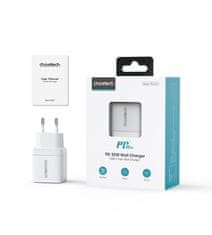 Choetech Majhen, zmogljiv omrežni polnilnik GaN 2x USB-C PD 35 W z zaslonom, bel