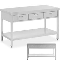 Royal Catering Delovni pult iz jekla z polico in predali 150 x 60 cm do 295 kg