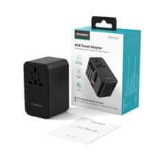 Choetech Potovalni polnilnik 45 W EU / US / AUS / UK z vgrajenim kablom USB-C – črn