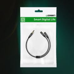 Ugreen Kabel za razdelitev zvoka minijack 3,5 mm – 2x minijack 3,5 mm 21 cm črn
