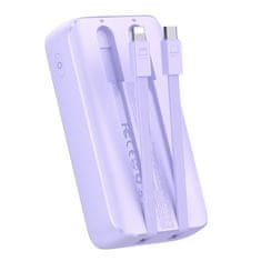 Joyroom Powerbank 30 W 10000 mAh z vgrajenimi kabli iPhone Lightning in USB-C, vijolična