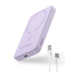 BASEUS Mini powerbank 5000 mAh 20 W + kabel USB-C 20 V / 3 A vijoličen