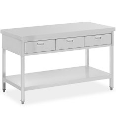Royal Catering Delovni pult iz jekla z polico in predali 150 x 60 cm do 295 kg