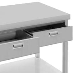 Royal Catering Delovni pult iz jekla z polico in predali 150 x 60 cm do 295 kg