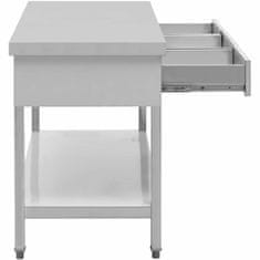 Royal Catering Delovni pult iz jekla z polico in predali 150 x 60 cm do 295 kg