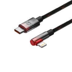 BASEUS Kotni kabel Power Delivery z bočnim priključkom USB-C Iphone Lightning 1 m 20 W rdeč