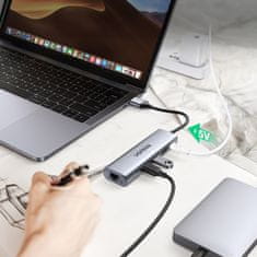 Ugreen 5v1 HUB adapter USB-A 3.0 - RJ45 / 3x USB-A 3.0 / mikro USB - siv