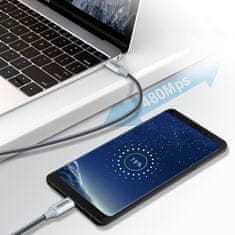Choetech Kabel USB tip C - USB tip C 5A 100W PowerDelivery 480Mbps 1,8 m siv