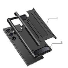 HURTEL Ojačena armirana torbica za Samsung Galaxy S24 Ultra Hybrid Armor, črna