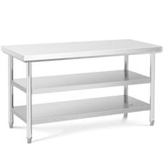 Royal Catering Delovna miza iz nerjavečega jekla z 2 policami 150x70cm