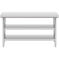 Royal Catering Delovna miza iz nerjavečega jekla z 2 policami 150x70cm