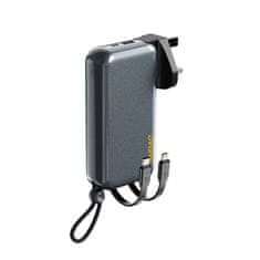 DUDAO 2v1 Mrežni polnilnik UK US EU + powerbank 10000mAh USB-C USB-A - siva