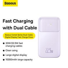 BASEUS Powerbank z zaslonom 10000mAh 22,5W + kabel USB-A / USB-C vijoličen