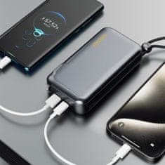 DUDAO 2v1 Mrežni polnilnik UK US EU + powerbank 10000mAh USB-C USB-A - siva