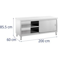 Royal Catering Delovna miza s centralnim delovnim pultom in omaro s drsnimi vrati 200 x 60 x 85,5 cm