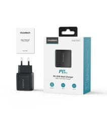 Choetech Majhen, zmogljiv omrežni polnilnik GaN 2x USB-C PD 35 W z zaslonom, črn