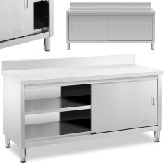 Royal Catering Delovni pult ob steni z omarico in drsnimi vrati 180 x 60 cm