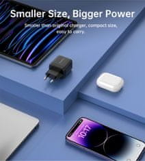 Choetech Majhen, zmogljiv omrežni polnilnik GaN 2x USB-C PD 35 W z zaslonom, črn