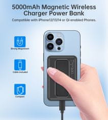 Choetech Powerbank 10000mAh brezžični MagSafe USB-A USB-C funkcija podstavka črn