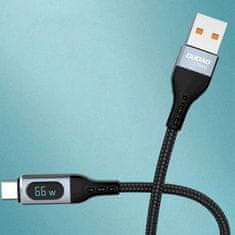 DUDAO Kabel USB - USB-C za hitro polnjenje, PD 66 W, 1 m, črn