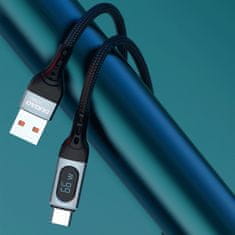 DUDAO Kabel USB - USB-C za hitro polnjenje, PD 66 W, 1 m, črn