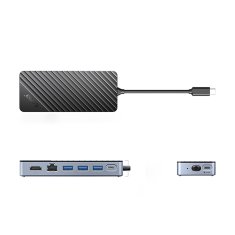 Orico Hub OM28PR-G2 z dokovalno postajo in žepom za disk M.2 USB-C – USB-A USB-C HDMI Ethernet – črn