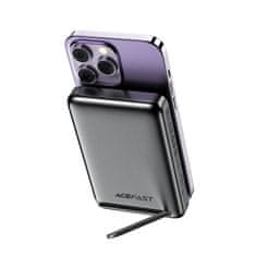 AceFast Powerbank 10000mAh indukcijski magnetni z možnostjo stojala PD 20W + kabel - črn