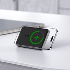 AceFast Powerbank 10000mAh indukcijski magnetni z možnostjo stojala PD 20W + kabel - črn