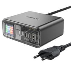 AceFast Napajalna postaja PD 218W GaN z 4 vrati 3x USB-C + USB-A siva