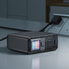 AceFast Napajalna postaja PD 218W GaN z 4 vrati 3x USB-C + USB-A siva