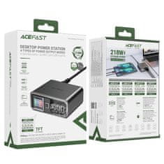 AceFast Napajalna postaja PD 218W GaN z 4 vrati 3x USB-C + USB-A siva
