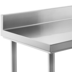 Royal Catering Delovni pult iz nerjavečega jekla, pritrjen na steno, z robom in polico, 120 x 60 cm