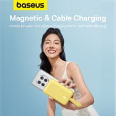 BASEUS Mini Powerbank MagSafe 10000mAh 30W z kablom USB-C 0,3 m rumena