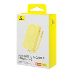 BASEUS Mini Powerbank MagSafe 10000mAh 30W z kablom USB-C 0,3 m rumena